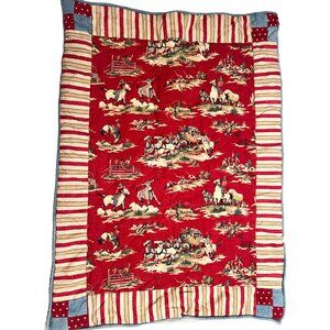 Waverly Wild West Vintage Cowboy Crib Quilt Comforter Blanket 33x44